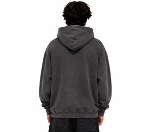 Sweat à capuche surdimensionné pour homme, brodé, gris foncé, imprimé éclairs, 100% fibre de bambou, décontracté, automne - Product Image 3