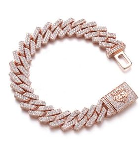 Bracelet cubain surélevé en or rose de 14 mm, bracelet tennis, bracelet diamant, cadeau pour elle, bracelet minimaliste - Product Image 2