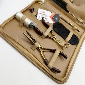 Juego de herramientas de pinzas para extensiones de cabello Remy con microperlas, pinzas multifuncionales de punta curva de plasma dorado, protectores de calor y microperlas - Product Image 4