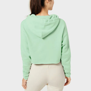 Meilleures ventes de sweats à capuche décontractés pour femmes, manches longues, tricot léger, style sport, col à capuche d'hiver, devant court, logo - Product Image 2