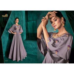 Vestido de mezcla de seda de calidad de lujo con mangas largas perfecto para funciones étnicas y ceremonias culturales disponibles a bajo precio - Product Image 2