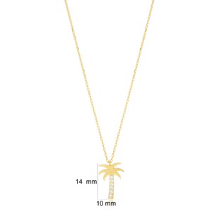 จี้สร้อยคอรูปต้นปาล์ม ดีไซน์มินิมอล สำหรับงานหมั้น งานแต่งงาน งานเลี้ยง ขายส่ง งานแฮนด์เมดจากตุรกี เงินแท้ 925 - Product Image 3