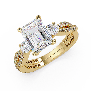 14K Pure Gold <b>Emerald</b> Cut Lab Grown Diamond 2.00 Ct IGI Certified Twisted Pave set Engagement <b>Rings</b> Wedding <b>Rings</b> women Jewelry - Product Image 2
