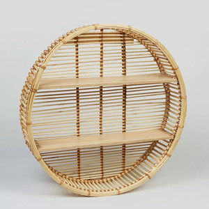 New Design Bamboo Wall-mounted <b>Shelf</b> Round <b>Shelves</b> Wall Hanging Rack <b>Circle</b> Bookshelf Storage Racks - Product Image 1