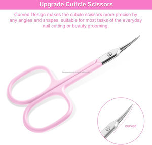 Professional Stainless Steel Pink Arrow Point Cuticle Scissor Extra Fine Curved Blade Nail <b>Care</b> Tool Wholesale - Product Image 2