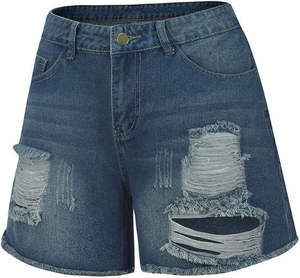 Vente d'été chaude femmes taille haute qualité Denim Shorts strass dentelle bouton Vintage tenue décontracté accepte les Services OEM - Product Image 4