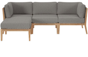 Canapé d'extérieur simple en forme de L Hibari en bois de teck massif et corde tissée avec coussin imperméable pour une utilisation en extérieur. - Product Image 2