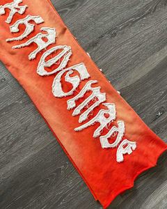 Écusson de broderie vieilli avec logo personnalisé OEM, pantalon de survêtement évasé lavé à l'acide avec coutures appliquées, pour hommes - Product Image 3