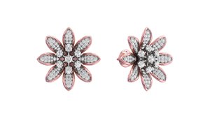 Ensemble de bagues de collier de tournesol en or rose blanc diamants naturels cultivés en laboratoire bijoux en argent pour mariages avec cadeau de Moissanite - Product Image 5