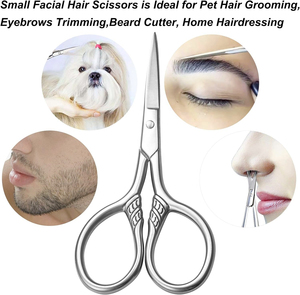 Kit de aseo de belleza Vintage multiusos de acero inoxidable de 3,5 pulgadas para vello Facial, cejas, Barba, tijeras de bordado - Product Image 4