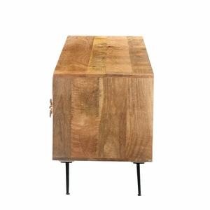 Iron Classic Luxury Industrial Solid Mango Wooden 4 Storage Drawers One <b>Shelf</b> Large Storage Living Room Media TV Cabinet - Product Image 3