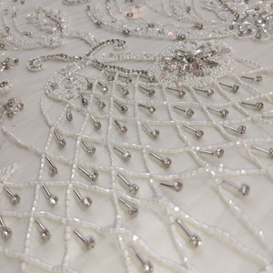 2023 Luxury Designer Women's Breathable Embroidered Evening Party Dress Hand <b>Beaded</b> with Organic Net Fabric <b>for</b> Weddings - Product Image 3