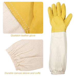 Guantes de apicultura de cuero de piel de cabra más gruesos con protecciones ignífugas anticorte antiimpacto antideslizante anticalor - Product Image 2