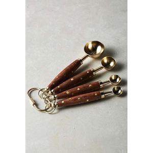 <b>Gold</b> Plated Stainless Steel Serving Spoon <b>Set</b> with <b>White</b> Long Handle Design Royal Look Server <b>Set</b> for Wedding Home - Product Image 6