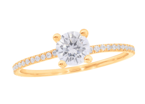 Vente en gros 1.00 ct de diamant de laboratoire breloque solitaire bague de fiançailles 14k avec accents en or 14K - Product Image 4