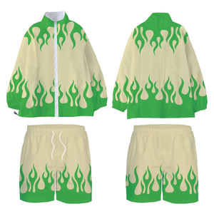 Y2K Streetwear Conjunto cortavientos de moda Personalizado Flame Print Sweatsuit y Shorts Joggers Conjuntos Hombres Unisex Conjunto de dos piezas de verano - Product Image 4