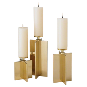 Support de bougie en métal de luxe avec design en plumes fait à la main pour les décorateurs d'intérieur, autres décorations de maison, couleur or métallique - Product Image 5