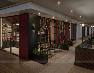 Comptoir de bar à café industriel personnalisé, dessus en pierre noire mate, comptoir de caisse moderne pour boulangerie, pour <span class=keywords><strong>restaurant</strong></span> - Product Image 4