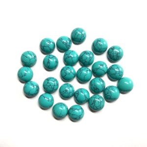 Venta al por mayor 5mm 6mm redondo sintético turquesa cabujón parte posterior plana suave calibrado piedras preciosas sueltas para la fabricación de joyas verde - Product Image 4