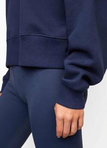 2025 100%COTTON FLEECE BLUE PLAIN BLANK WHOLESALE CUSTOM OVERSIZED <b>WOMEN'S</b> CREWNECK SWEATSHIRT HOODIE FOR HEAVY <b>WEIGHT</b> - Product Image 3