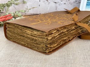 Cuaderno de diario A3 hecho a mano de cuero genuino encuadernado con papel de cubierta espiral e hilo costura sillín costura encuadernación regalo - Product Image 5