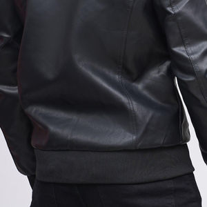 Veste en cuir noir personnalisable en gros, manches longues, 100% haute qualité, coupe ajustée, sans manches, décontractée, veste d'hiver, devant - Product Image 6