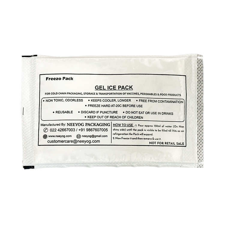 Hot Selling Eco-friendly & Reusable White Color 140 * 70mm Size Odorless Ice Gel Pack for Food Service and Catering Usage