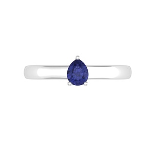 Anello di Fidanzamento Classico con Tanzanite Naturale Taglio a Pera 0,26ct in Argento Sterling 925 - Product Image 1