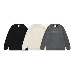 Pull-over avec logo personnalisé en relief 3D pour hommes, pull-over à col rond brodé à motif uni, pull-over brodé d'automne-hiver, tissu d'approvisionnement ODM - Product Image 4