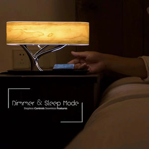 Lampe LED portable sans fil Bluetooth à commande tactile avec abat-jour en bois, design moderne 2023 pour la domotique intelligente - Product Image 3