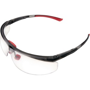 Adaptec EN 166-1FT Safety <b>Glasses</b> Black/Red Temples Clear Lens by Honeywell - Product Image 1