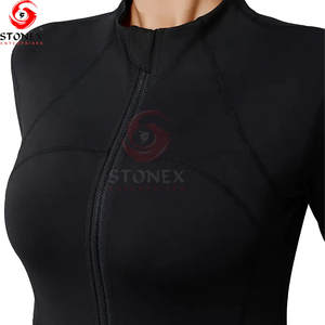 เสื้อโยคะผู้หญิงคุณภาพสูง ผ้าสแปนเด็กซ์/ไนลอนเนื้อแน่น สวมใส่สบาย แขนยาว ซิปหน้า ไร้ตะเข็บ แห้งเร็ว เอวสูง คอตั้ง - Product Image 3