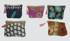 Bolso de mano Vintage Kantha de algodón hecho a mano para mujer, bolso de noche elegante y bolso de mano, lote al por mayor hecho a mano por artesanos - Product Image 2