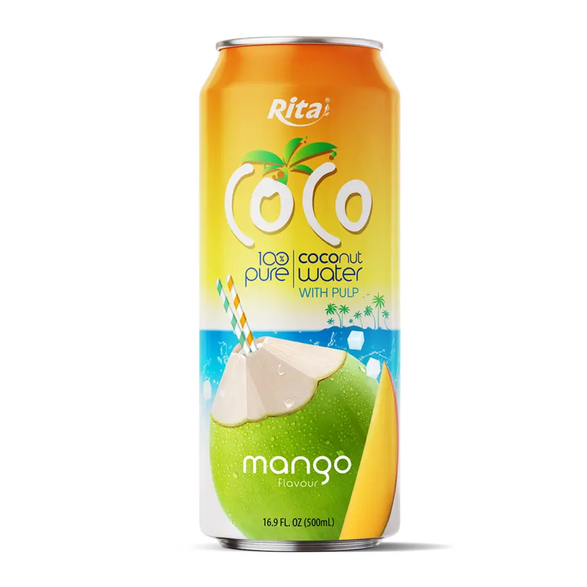 Mango Gearomatiseerd Kokoswater Met Pulp 500Ml Van Vietnam Beste Prijs Kokosnoot Drank Goed Voor Huid En Haar