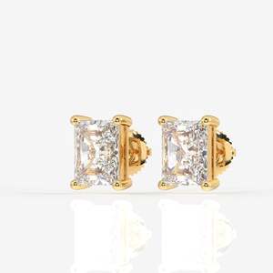 Radiant Cut Moissanite Diamond Solitaire <b>Stud</b> <b>Earrings</b> 14K Gold-Elegant and Luxurious Product Category - Product Image 3