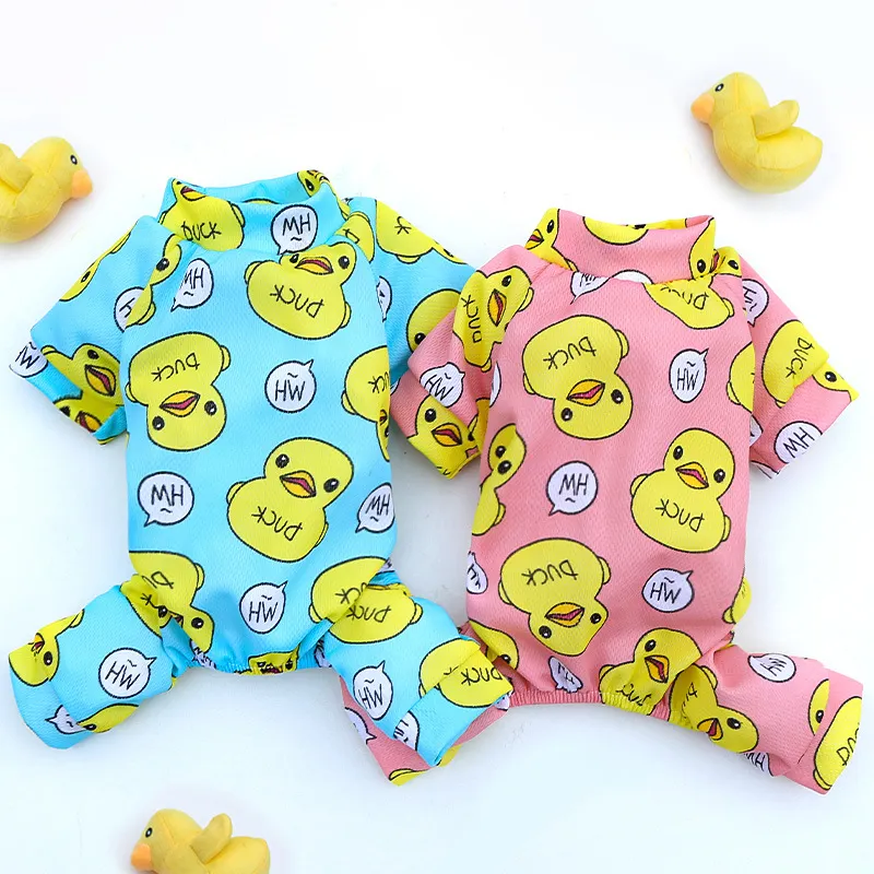 Cute Duck Dog Pajamas Cotton Small Dog Clothes Chihuahua Yorkie Bichon Pug Costume Puppy Clothing for Dog Jumpsuit