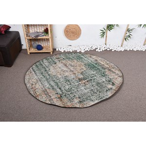 Alfombra de lana Beige verde Bohemia clásica 5,2X5,2 pies Diseño turco vintage Área grande Rectángulo Patchwork Pasillo Alfombra de habitación de látex - Product Image 1