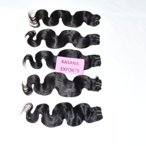 Fabricantes virgen 100% indio al por mayor Color Natural negro mujeres cutícula alineada onda profunda extensiones de cabello humano procesado - Product Image 1