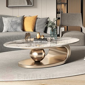 โต๊ะกลางหินอ่อนทรงกลมพร้อมขาตั้งสีทองสำหรับห้องนั่งเล่นเฟอร์นิเจอร์ใช้ในบ้านสีขาวทันสมัย - Product Image 6