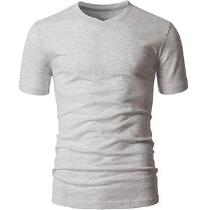 OEM personalizado 100% algodón manga corta Slim fit cuello en V promocional camiseta de los hombres de Bangladesh - Product Image 3