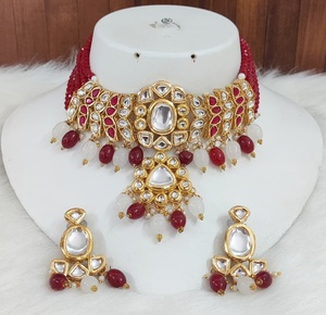 Conjunto de Collar Kundan, Collar Tradicional Indio con Pendientes, Perfecto para Bodas y Celebraciones Festivas - Product Image 1