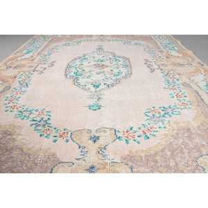 Turkish Rug, Large 5.4x8.8 ft Vintage Rug, <b>Brown</b> Blue Camouflage <b>Wool</b> Rug - Product Image 5