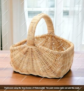 Durable Strong <b>Small</b> Rattan Natural Woven Wicker Cane Picnic <b>Baskets</b> Handcrafts Mini Fruit Snack <b>Baskets</b> with <b>Handle</b> - Product Image 4