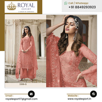 Vente exclusive sur vêtements ethniques Nouvelle collection de costumes pakistanais en filet papillon lourd Costume Salwar avec travail de broderie