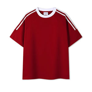 เสื้อยืดแขนสั้นทรงโอเวอร์ไซส์ลายทางผู้ชาย ผ้าฝ้าย 100% ราคาขายส่งฤดูร้อน MOQ ต่ำ รับออกแบบตามสั่ง - Product Image 2