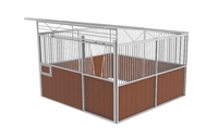 Seepoem 4x4m 12ftx12ft Box pour chevaux et écurie en métal galvanisé durable avec toit - Taille et couleur personnalisables - Installation facile
