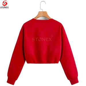 Sudaderas cortas para Mujer | Top corto personalizado liso de manga larga de algodón 100%/camisa de último estilo para niñas - Product Image 2