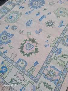 พรมผ้าฝ้ายถักด้วยมือแบบโบราณพรมปูพื้นต่ำซักได้เป็นมิตรกับสัตว์เลี้ยงสีฟ้าสำหรับห้องนั่งเล่นสวดมนต์ - Product Image 4