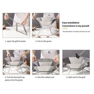 Stainless steel grill, <b>foldable</b>, hexagonal - Product Image 5