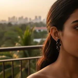 Women's Black Onyx Teardrop <b>Earrings</b> in Silver <b>Fashion</b> <b>Drop</b> Design Gift - Product Image 2